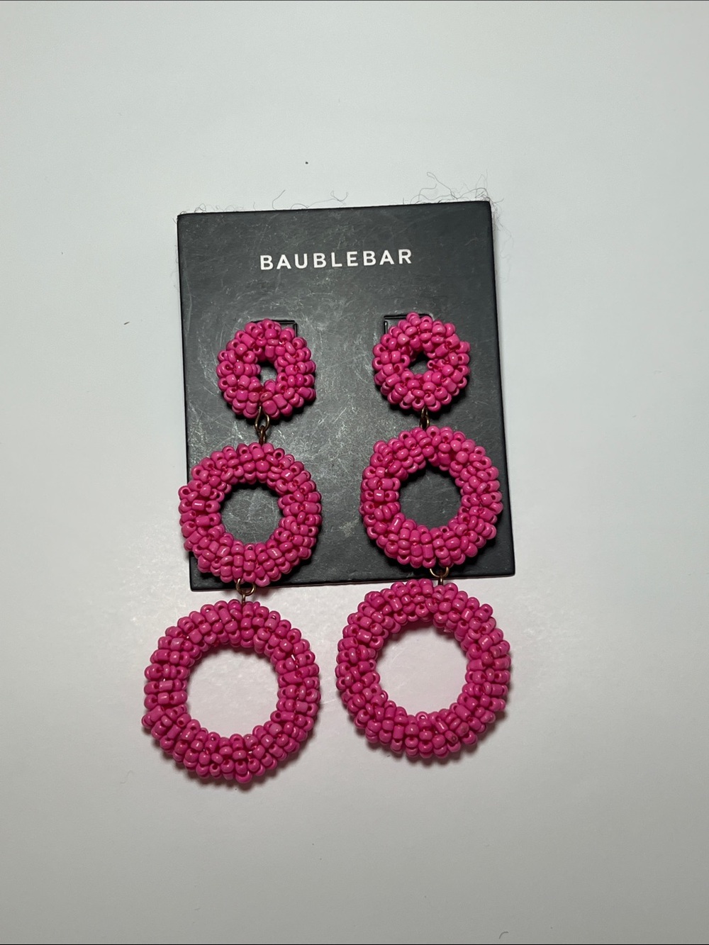 BaubleBar Hot Pink Triple Circle Beaded Drop Earrings